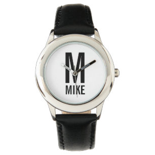 Moderne persoonlijke monogram en naam horloge