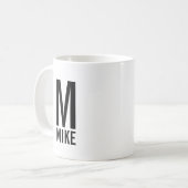Moderne persoonlijke monogram en naam koffiemok (Voorkant links)