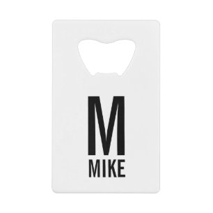 Moderne persoonlijke monogram en naam kredietkaart flessenopener