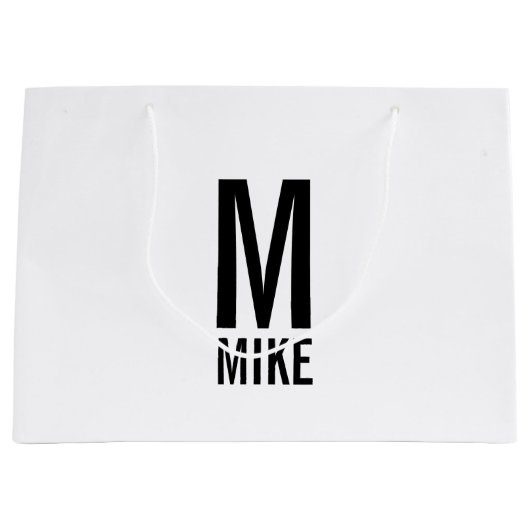 Moderne persoonlijke monogram en naam large cadeauzakje (Voorkant)