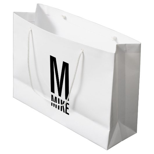Moderne persoonlijke monogram en naam large cadeauzakje (Voorkant Gekanteld)