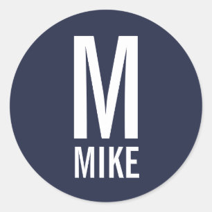 Moderne persoonlijke monogram en naam ronde sticker