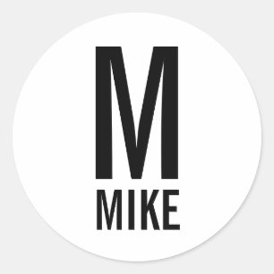 Moderne persoonlijke monogram en naam ronde sticker