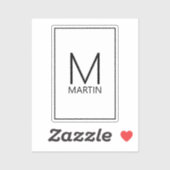 Moderne persoonlijke monogram en naam sticker (Vel)