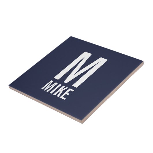 Moderne persoonlijke monogram en naam tegeltje (Zijkant)