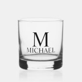 Moderne persoonlijke monogram en naam whisky glas (Voorkant)