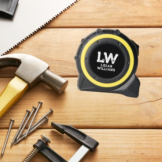 Moderne persoonlijke monogram naam zwart rolmaat