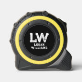 Moderne persoonlijke monogram naam zwart rolmaat (Voorkant)