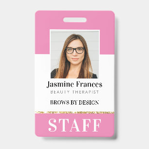 MODERNE PERSOONLIJKE PASFOTO ID chic ontwerp roze Badge