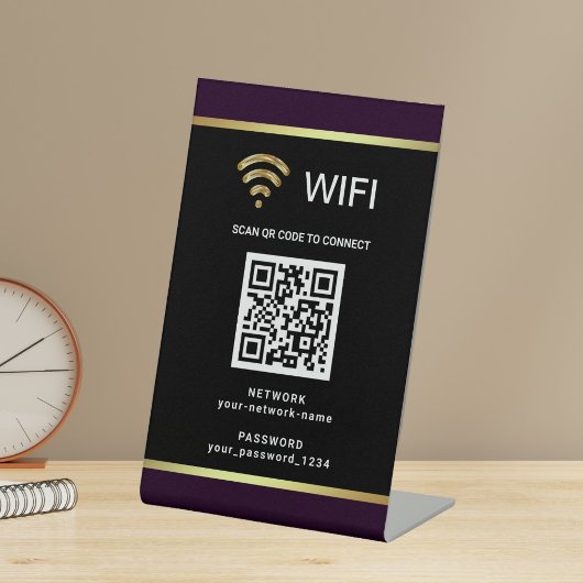 Moderne persoonlijke QR-code WiFi-netwerkwachtwoor Reclamebord Met Voetstuk
