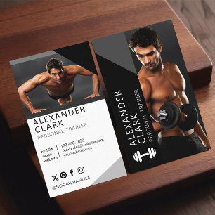 Moderne persoonlijke trainer Fitness Photo Dumbbel Visitekaartje