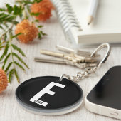 Moderne persoonlijke vette initialen en naam sleutelhanger (Voorkant Rechts)