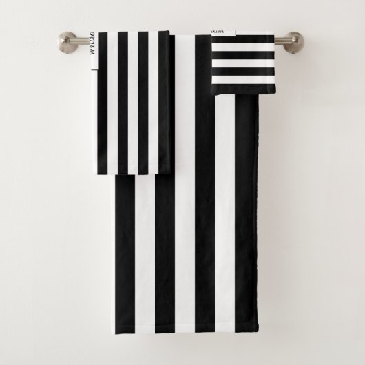 Moderne persoonlijke zwarte en witte streped bad handdoek (Insitu)