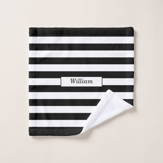 Moderne persoonlijke zwarte en witte streped bad handdoek (Wasdoekje)