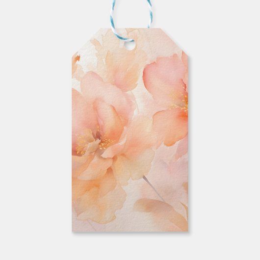 Moderne perzik bloem bruiloft dank u cadeaulabel (Achterkant)