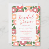 Moderne perzik bloemen bruids douche uitnodiging (Voorkant)