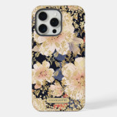 Moderne Perzik Bloemen Glitter Chic Gepersonalisee iPhone Hoesje (Achterkant)