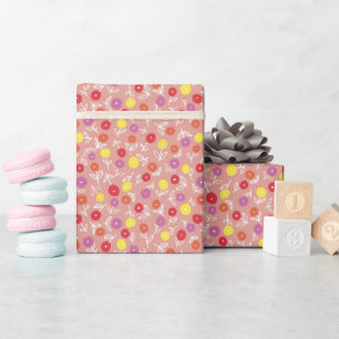 Moderne perzik bloemige babyshower verjaardagspatr cadeaupapier
