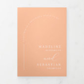 Moderne perzik boho boog foto QR code bruiloft Drieluik Uitnodiging (Cover)