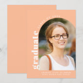 Moderne Perzik Boog Foto 2024 Afstuderen Aankondiging (Voorkant / Achterkant)