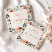 Moderne perzik bruiloft bedankjes labels