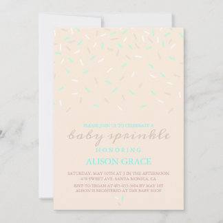 Moderne perzik en blauwe baby sprinkle uitnodiging