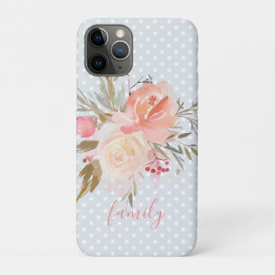 Moderne perzik en roze bloemen iPhone 11 pro hoesje