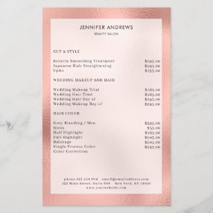 Moderne Perzik Glow Salon Prijslijst Flyer