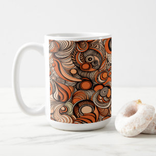 Moderne Perzik Oranje Abstract Patroon Koffiemok