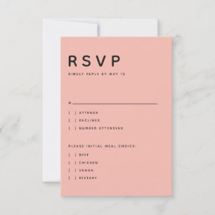 Moderne Perzik Redactioneel Alles in Hoofdletters RSVP Kaartje