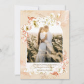 Moderne Perzikkoraal Floral FOTO DANK U Bedankkaart (Voorkant)