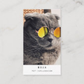 Moderne Pet Cat Influencer Foto QR Code Visitekaartje (Voorkant)