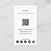 Moderne Pet Dog Influencer Foto QR Code Visitekaartje (Achterkant)