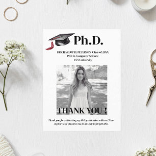 Moderne PhD Afstudeerfeest Bedankt Briefkaart