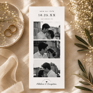 Moderne Photo Booth Save the Date Huwelijkskaart.