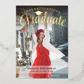 Moderne Photo Graduate Foil Invitation (Recto)