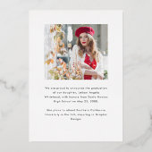 Moderne Photo Graduate Foil Invitation (Verso)