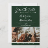 Moderne Photo Save The Date | Vert Emeraude (Devant)