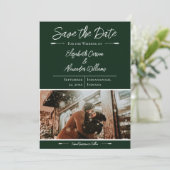 Moderne Photo Save The Date | Vert Emeraude (Debout devant)