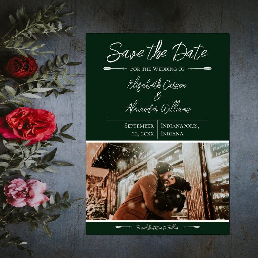 Moderne Photo Save The Date | Vert Emeraude