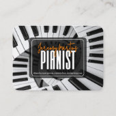 Moderne pianospiralen wit op zwart Sinaasappel pia Visitekaartje (Voorkant)