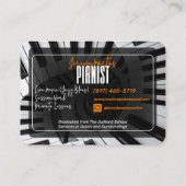 Moderne pianospiralen wit op zwart Sinaasappel pia Visitekaartje (Achterkant)