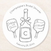 Moderne Pickleball en Prosecco Bruidsdiner Ronde Kartonnen Onderzetter (Voorkant)