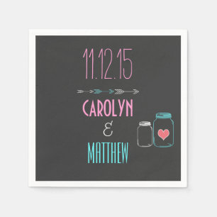 Moderne pijlen   Masonjar Grey Trouwservetten Servetten