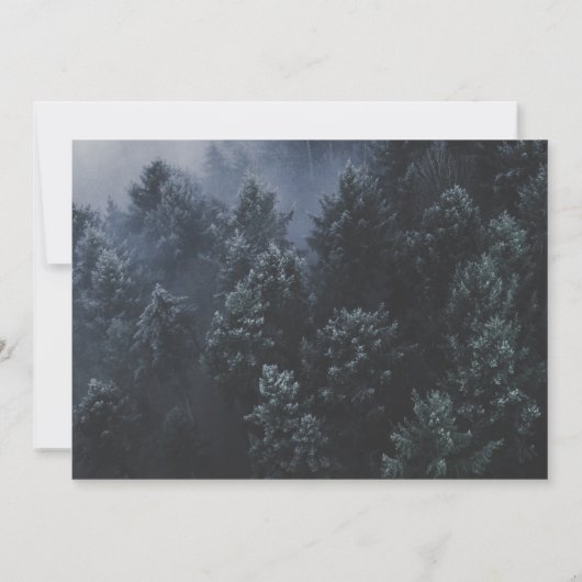 Moderne Pine Tree Forest Wedding Kaart (Achterkant)