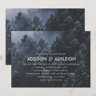 Moderne Pine Tree Forest Wedding Kaart