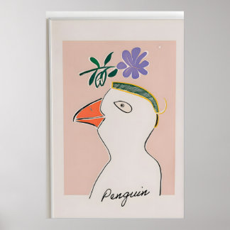 Moderne Pinguïllustratieprint – kinderkamer muur Poster