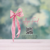 Moderne Pink Bow QR Code College Fund Graduation (Neutre)
