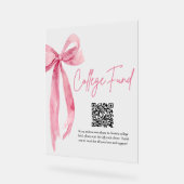 Moderne Pink Bow QR Code College Fund Graduation (Angle)
