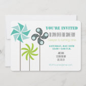 Moderne Pinwheel Verjaardag Uitnodigen - Groen Bla Kaart (Voorkant)
